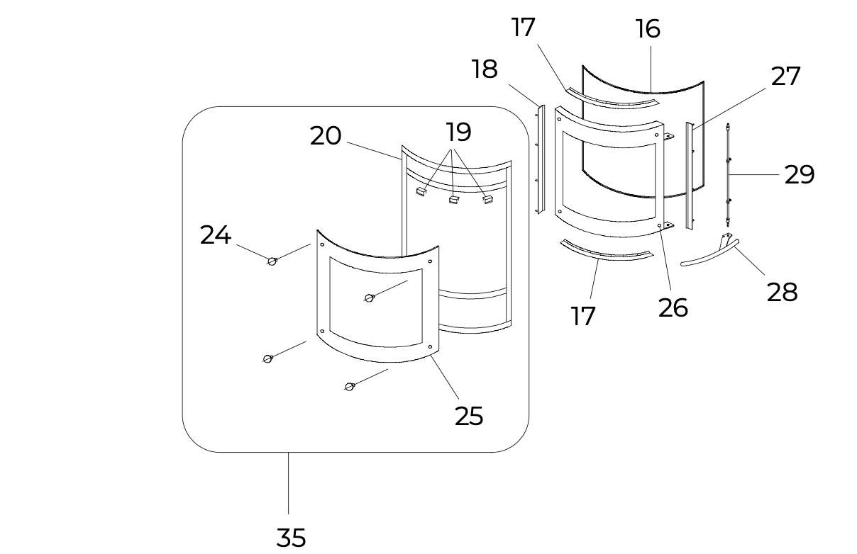 Palazzetti Amelie bevestiging strip nummer 17