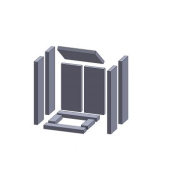 11 delige binnenwand en bodem en vlamkeerplaat Drooff Treviso W houtkachel